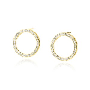 Cercei argint placati cu aur galben cerc cu pietre DiAmanti Z1461EG_W-DIA (Argint 925‰ 2,1 g.)